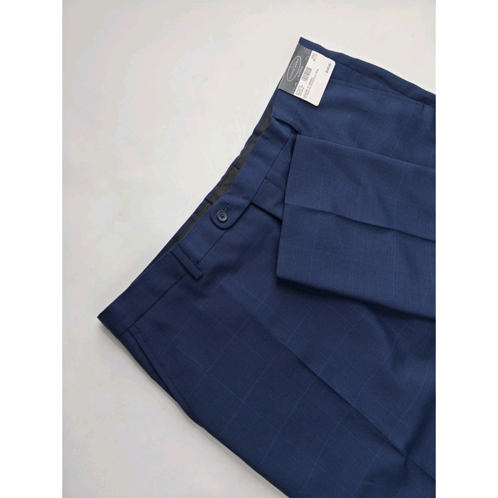 Pronto Uomo Mens Blue Plaid Dress Pants 38x31 Modern Fit Wool Blend A2A-BTMS